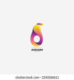 avocado fruit design gradient color vector