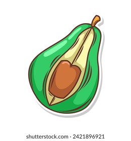 Avocado fruit  doodle hand draw  vector illustration