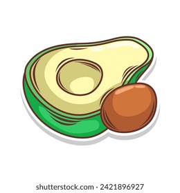 Avocado fruit  doodle hand draw  vector illustration