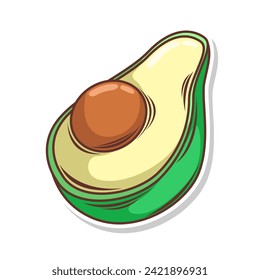 Avocado fruit  doodle hand draw  vector illustration