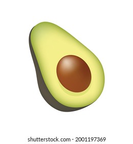 Avocado Fruit Emoji Vector Design. Art Illustration Agriculture Food Farm Product. Half of a avocado isolated on white background. 