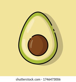 Dibujo de diseño plano de la fruta de aguacate 