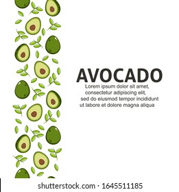 Avocado fruit flat with leaves vector background seamless pattern. Scalable and editable. Vector pattern for textile, print, fabric, backdrop, wallpaper, background.