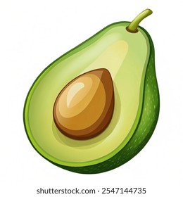 Avocado fruit. Fresh fruit for good health. Vector illustration on background white.