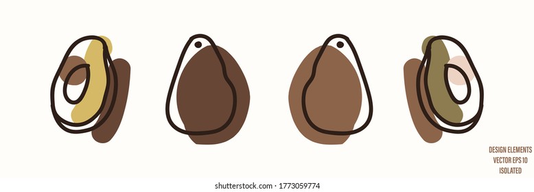 Avocado fruit gender neutral baby illustration clipart. Simple whimsical minimal earthy 2 tone color. Kids nursery room decor print or cartoon animal line art sticker.