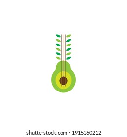 avocado fruit guitar vector design logo icon design