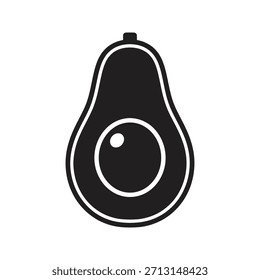 Avocado fruit half with seed icon symbol solid glyph vector design element vegetable healthy pit slice fresh green food organic nature vitamin