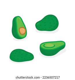 fruta aguacate y media para sacar la semilla kawaii doodle liofilizado ilustración vectorial plano
