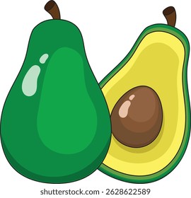 Frutos De Abacate Em Meio Vetor E Inteiro