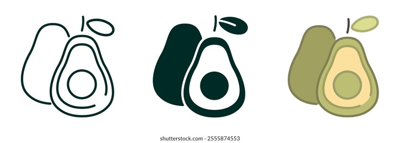 Avocado Fruit icon collection simple design Editable Transparent isolate background