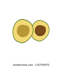 Avocado fruit icon. cut avocado. Flat style