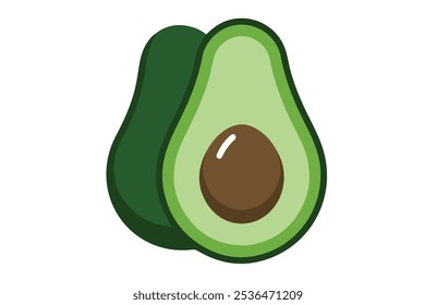 Avocado fruit icon inside. Vector illustration, Vector icon of avocado and cut avocado half
