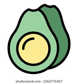 Vector de contorno de icono de aguacate. Comida dietética. Color de la dieta paleográfica plano