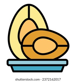 Avocado fruit icon outline vector. Dish baked. Food baked color flat