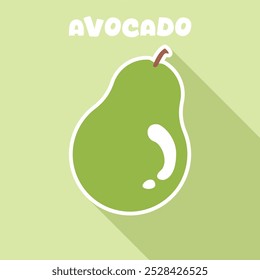 Vector del icono de la fruta del aguacate con la etiqueta engomada moderna fresca colorfull de las frutas del diseño. conveniente para el aprendizaje de los niños.