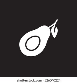 Avocado fruit icon vector, filled flat sign, solid pictogram isolated on black, logo illustration