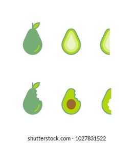 Avocado fruit icons set design illustration isolated on white background, vector eps10