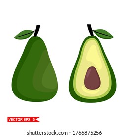 
Avocado-Früchte, Illustration von Avocado-Früchten mit flachem Stil.