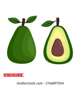 
Avocado-Früchte, Illustration von Avocado-Früchten mit flachem Stil.