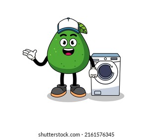 avocado fruit illustration as a laundry man , character design