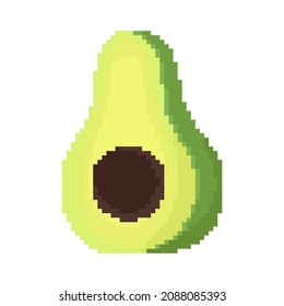 avocado fruit illustration with pixel theme on white background