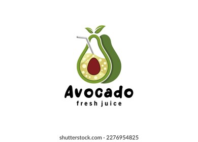 Avocado fruit juice logo, modern abstract fresh avocado fruit juice drink logo vector illustration