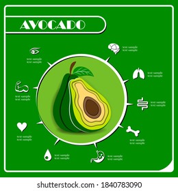 Avocado fruit with leaf icon. Poster Advertisement Flyers Vector Illustration