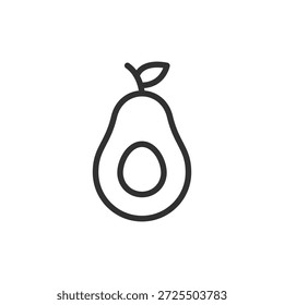 Avocado fruit, linear icon. Healthy food and nutrition ingredient. Line with editable stroke.