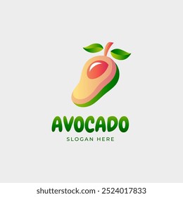 Logotipo de la fruta del aguacate en estilo plano del diseño del Vector del gradiente del color