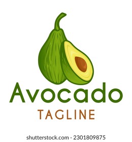 avocado fruit logo design, with fresh avocado fruit icon. Perfect for fruit labels, juice drink icons or drink product stickers