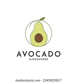 Design-Idee des Avocado-Obstlogos mit Blatt und Kreis