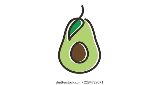 avocado fruit logo design line icon vector illustration