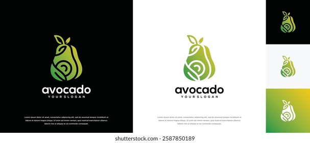 avocado fruit logo design template. avocado logo icon nature