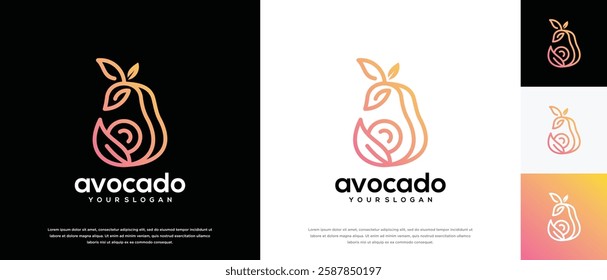 avocado fruit logo design template. avocado logo icon nature