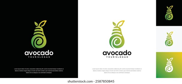 avocado fruit logo design template. avocado logo icon nature