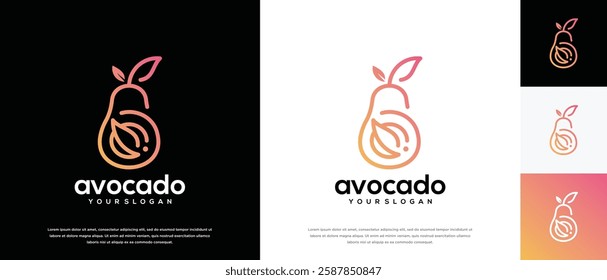 avocado fruit logo design template. avocado logo icon nature