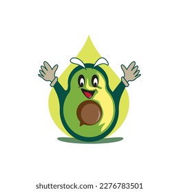 avocado fruit logo funny character design vector illustration
