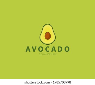 Avocado fruit logo. Half Avocado with Seed vector design.