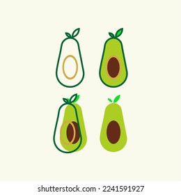 avocado fruit logo illustration design