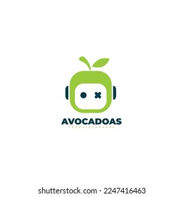 avocado fruit logo with robot design template