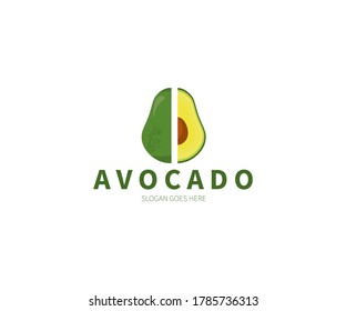 Avocado fruit logo. Slice Avocado cut in half vector design.