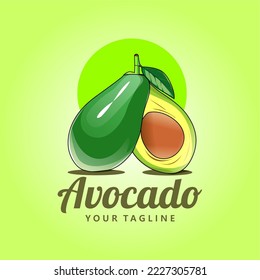 Plantilla del logotipo de la fruta aguacate mejor para el logotipo de la granja de aguacates o el adorno sobre fondo verde claro