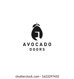 Avocado fruit logo template. Door design template logo. Real estate vector logo design. Avocado fruit logo template.