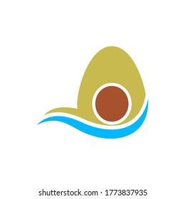 Avocado fruit logo template. Avocado half with Water vector design. Health food logotype