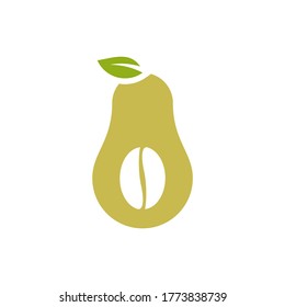 Avocado fruit logo template. Avocado half with Coffee vector design. Health food logotype