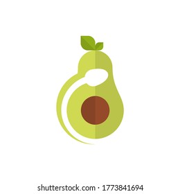 Avocado fruit logo template. Avocado half with spoon and fork vector design. Health food logotype