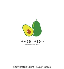 Avocado fruit logo template. Avocado half with leaf vector design. Health food logotype avocado logo design vector illustration