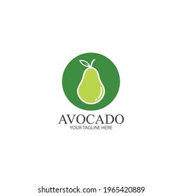 Avocado fruit logo template. Avocado half with leaf vector design. Health food logotype avocado logo design vector illustration
