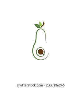 Avocado fruit logo template. Avocado half with leaf vector design. Health food logotype