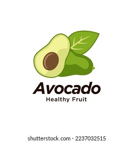 Avocado fruit logo template. Avocado half  vector design
